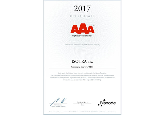 Appréciation importante de la société ISOTRA a.s.
